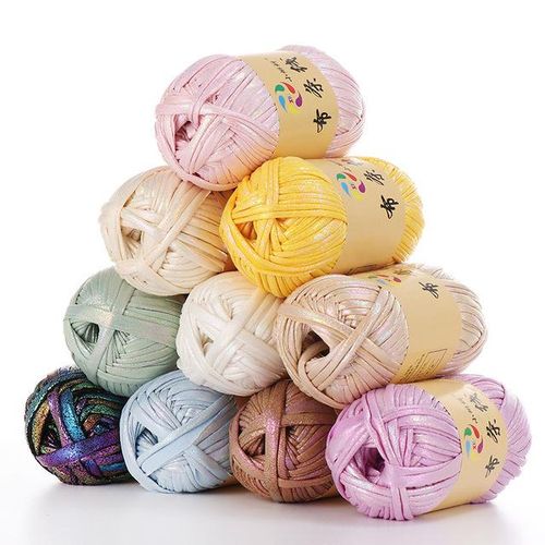 100g Crochet Tshirt Yarn Plaid Metallic Cloth Cord For Diy Kniting Needlework Cotton Polyester Threads For Women Handbag