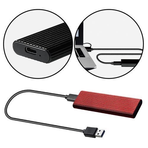 M.2   SSD To USB 3.1 SSD Reader Enclosure Case Red