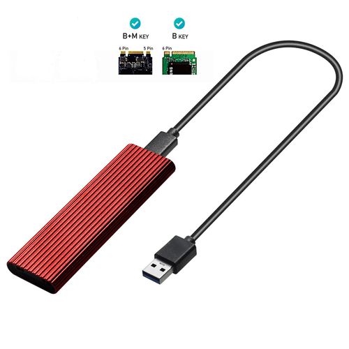 M.2   SSD To USB 3.1 SSD Reader Enclosure Case Red