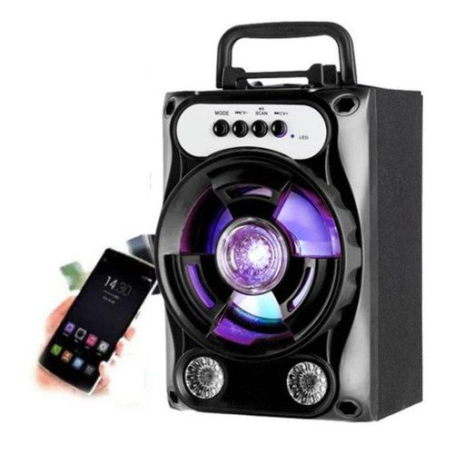 Bluetooth-Compatible Speaker With Microphone Colorful Led Light Rechargeable Party Karaoke Machine Supports Tf Card/usb Fm