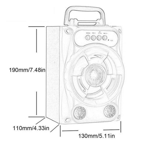 Bluetooth-Compatible Speaker With Microphone Colorful Led Light Rechargeable Party Karaoke Machine Supports Tf Card/usb Fm