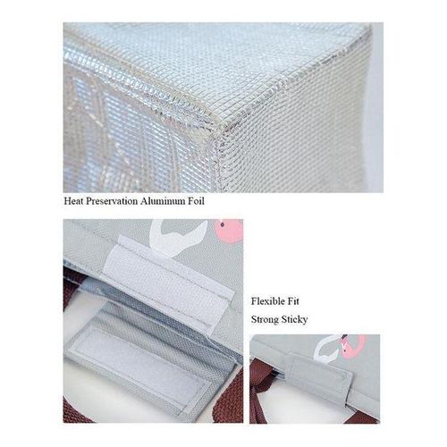 Insulated Lunch Bag Thermal Stripe Tote Bags Cooler Picnic Food Lunch Box Bag For Kids Women Girls Ladies Men Children Pink