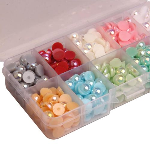 Flat Back Cabochons Half Round Pearl Scrapbooking Beads For Wedding