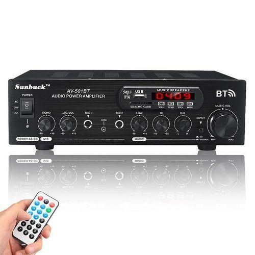 2500W 110220V Bluetooth Dual Channel Karaoke Mic Input Digital Reverb Home Stereo Amplifier Support USB SD FM AUX Input110V US Plug 501BT