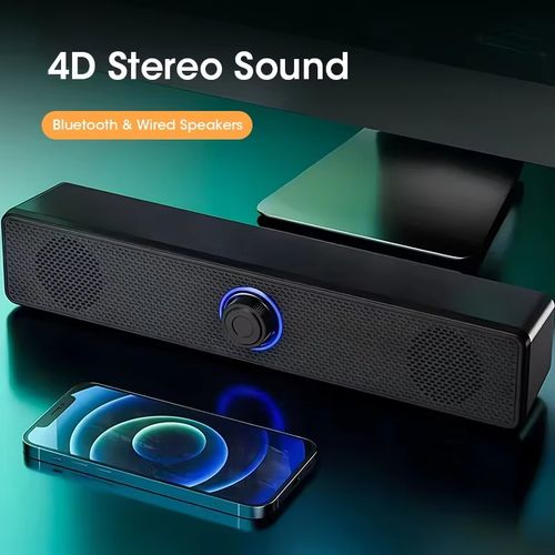 Long Strip Wireless Bluetooth Speaker, USB Powered PC Speaker, Suitable For Computers, Laptops, Gaming, Home Theaters, Surround Audio - Black