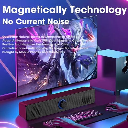 Long Strip Wireless Bluetooth Speaker, USB Powered PC Speaker, Suitable For Computers, Laptops, Gaming, Home Theaters, Surround Audio - Black