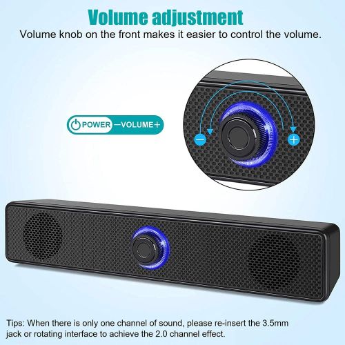 Long Strip Wireless Bluetooth Speaker, USB Powered PC Speaker, Suitable For Computers, Laptops, Gaming, Home Theaters, Surround Audio - Black