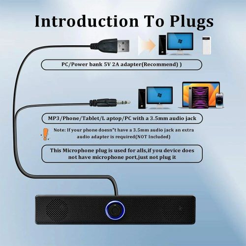 Long Strip Wireless Bluetooth Speaker, USB Powered PC Speaker, Suitable For Computers, Laptops, Gaming, Home Theaters, Surround Audio - Black