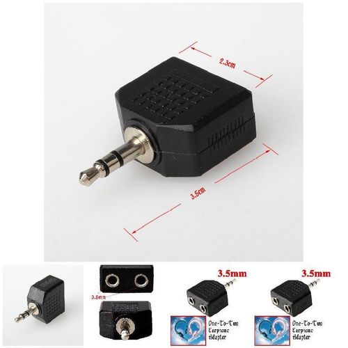 3.5mm Audio Stereo Splitter Adapter Plug to 2 Female Jack for Earphone Headset