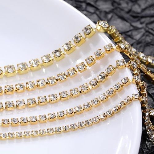 10m/roll Cup Rhinestone Chain Ss6 Ss8 Gold Silver Crystal Chain Diy Crafts Necklace Tassels Earring Accessories Sew Glue Chain