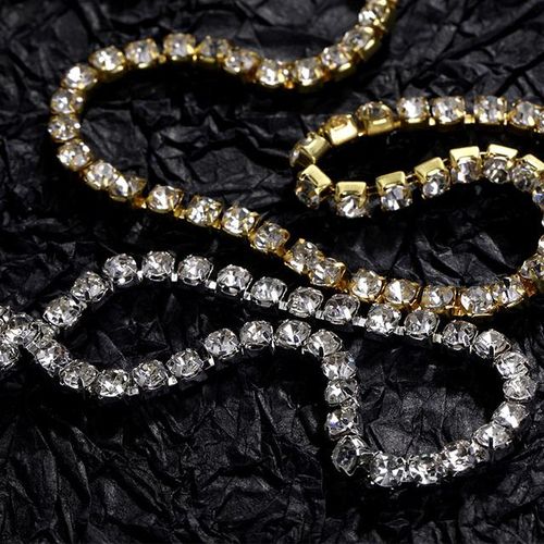10m/roll Cup Rhinestone Chain Ss6 Ss8 Gold Silver Crystal Chain Diy Crafts Necklace Tassels Earring Accessories Sew Glue Chain