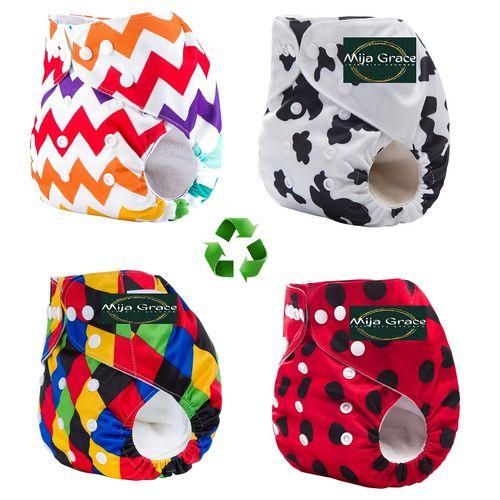 MijaGraceReusable Washable Size Adjustable Cloth Diaper With 3 Inserts  BLACK