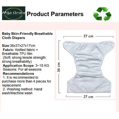 MijaGraceReusable Washable Size Adjustable Cloth Diaper With 3 Inserts  BLACK
