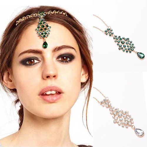 1pcs Hair Decoration Indian Boho Gold Color Chain Pearl Crystal Dress Headpiece For Women Hair Jewelry