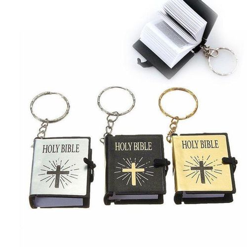 Mini English Holy Bible Keychain Religious Christian Jesus Cross Keyrings Women Bag Gift Souvenirs Dropship Car Decorations-C_Yellow