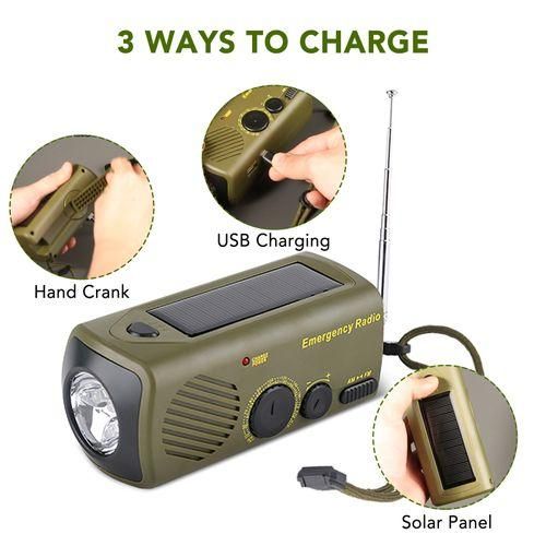 Outdoor Emergency Radio Portable Solar  Hand Crank USB