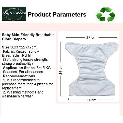 MijaGraceReusable Washable Size Adjustable Cloth Diaper With 3 Inserts  BLUE