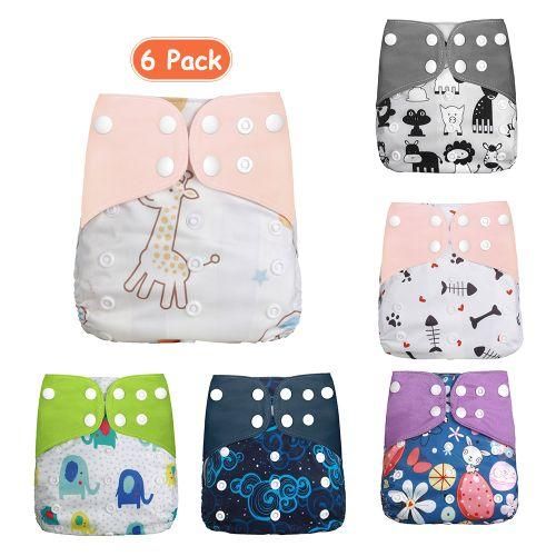 Baby Cloth Diapers Pack Of 6 Adjustable Washable Resuable