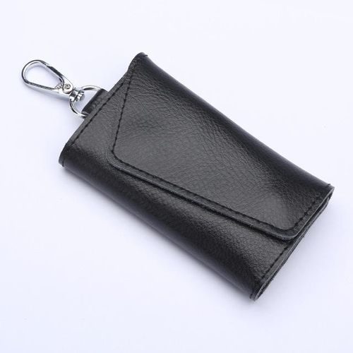 Keychain Men Women Key Holder Organizer Pouch Cow Split Car Key Wallet Housekeeper Key Case Mini Bag-black