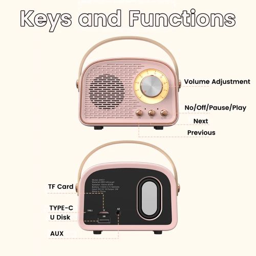 DW21 Retro Bluetooth Speaker, Wireless Portable 3D Stereo Subwoofer With FM Radio