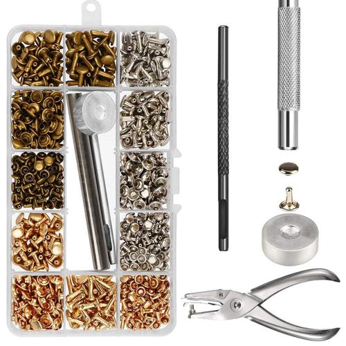 300 Sets Press Studs Buttons Rings Snap Fasteners Metal Grommet Tool Kit with Punch Pliers