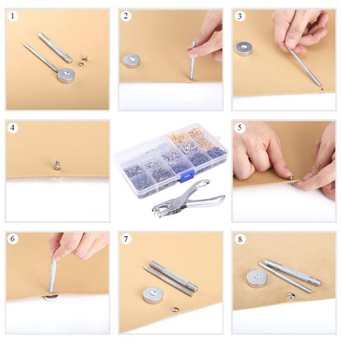 300 Sets Press Studs Buttons Rings Snap Fasteners Metal Grommet Tool Kit with Punch Pliers
