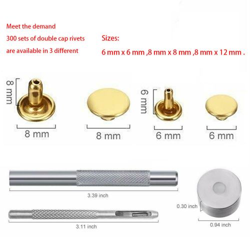 300 Sets Press Studs Buttons Rings Snap Fasteners Metal Grommet Tool Kit with Punch Pliers