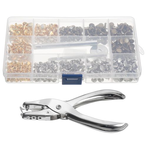 300 Sets Press Studs Buttons Rings Snap Fasteners Metal Grommet Tool Kit with Punch Pliers