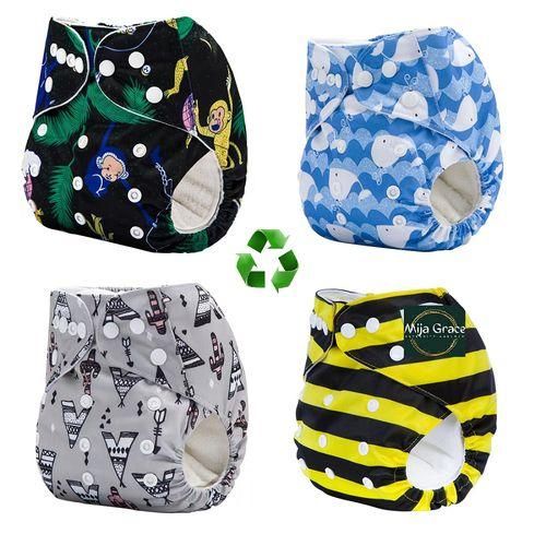 MijaGraceReusable Washable Size Adjustable Cloth Diaper With 3 Inserts  YELLOW