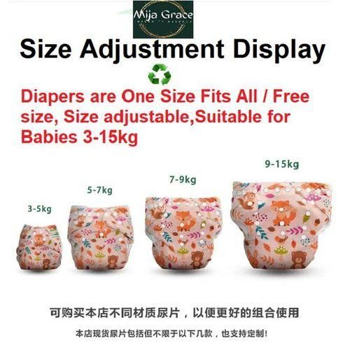 MijaGraceReusable Washable Size Adjustable Cloth Diaper With 3 Inserts  PINK