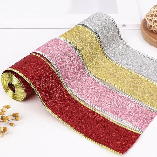 Christmas Glitter Ribbon 2inch X 90 Yards Flexible Red