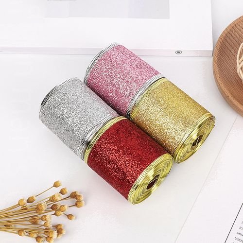 Christmas Glitter Ribbon 2inch X 90 Yards Flexible Red