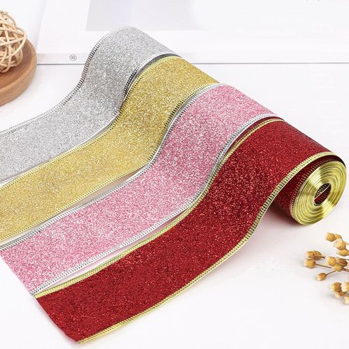 Christmas Glitter Ribbon 2inch X 90 Yards Flexible Red