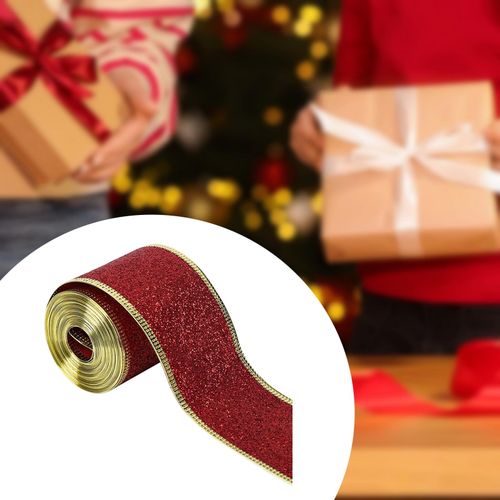 Christmas Glitter Ribbon 2inch X 90 Yards Flexible Red