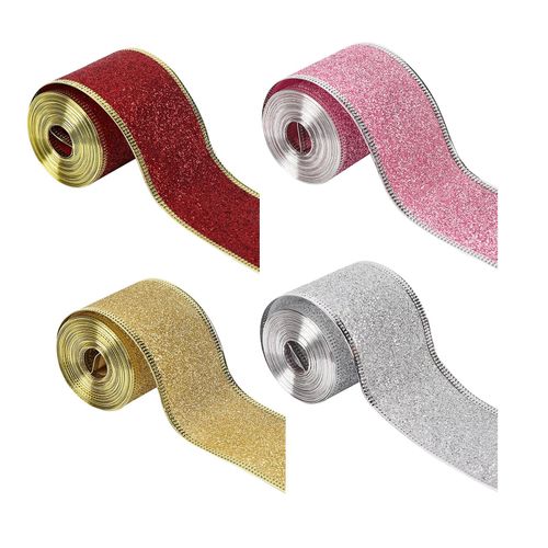 Christmas Glitter Ribbon 2inch X 90 Yards Flexible Red