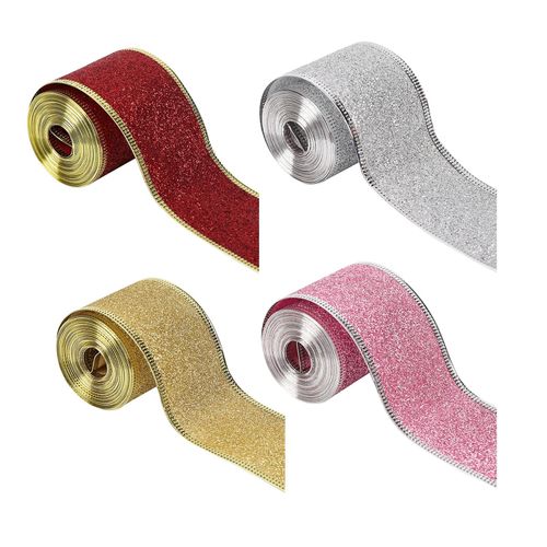 Christmas Glitter Ribbon 2inch X 90 Yards Flexible Red