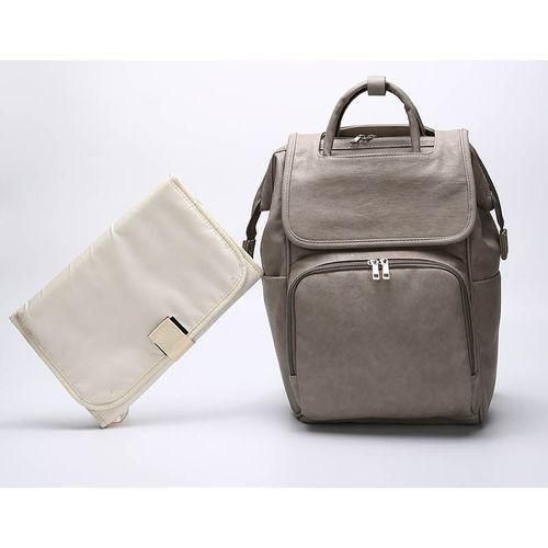 Type 2 Gray7in1 Baby Diaper Bag Solid PU Leather Mummy