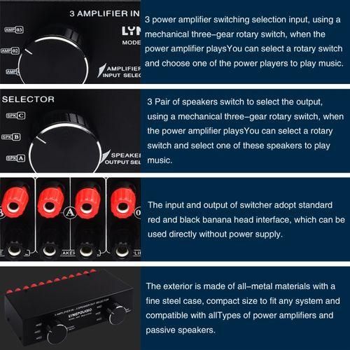 3 In 3 Out Power Amplifier Speaker Switcher B037