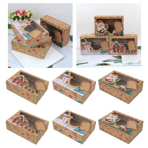 Xmas Gift Boxes With Transparent Window Decorating 6 Set