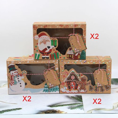 Xmas Gift Boxes With Transparent Window Decorating 6 Set