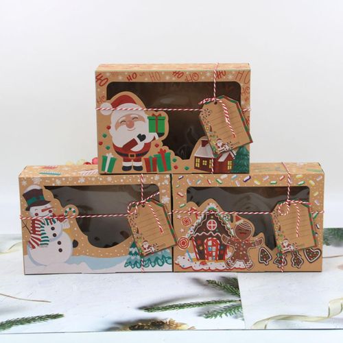 Xmas Gift Boxes With Transparent Window Decorating 6 Set