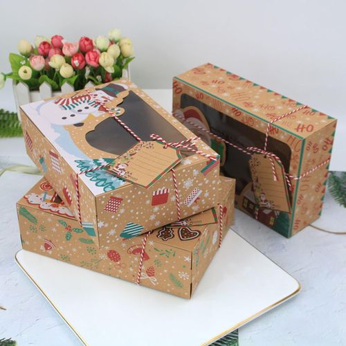 Xmas Gift Boxes With Transparent Window Decorating 6 Set