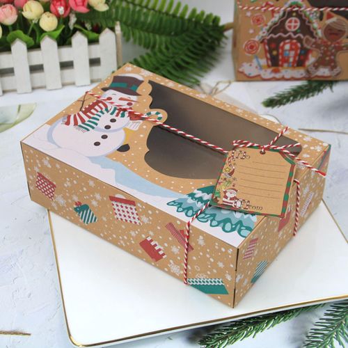 Xmas Gift Boxes With Transparent Window Decorating 6 Set
