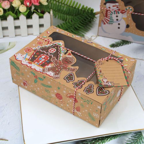 Xmas Gift Boxes With Transparent Window Decorating 6 Set