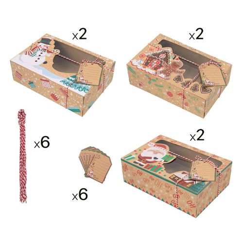 Xmas Gift Boxes With Transparent Window Decorating 6 Set