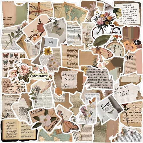 10/30/50pcs Cartoon Vintage Text Fragment Retro Vsco Graffiti Aesthetic Decals Notebook Lap Car Sticker Toy Kid