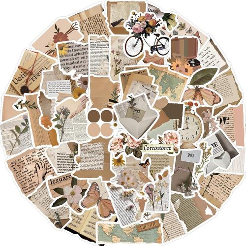 10/30/50pcs Cartoon Vintage Text Fragment Retro Vsco Graffiti Aesthetic Decals Notebook Lap Car Sticker Toy Kid
