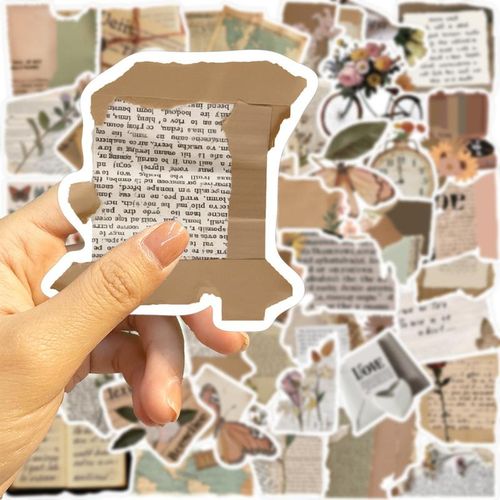 10/30/50pcs Cartoon Vintage Text Fragment Retro Vsco Graffiti Aesthetic Decals Notebook Lap Car Sticker Toy Kid