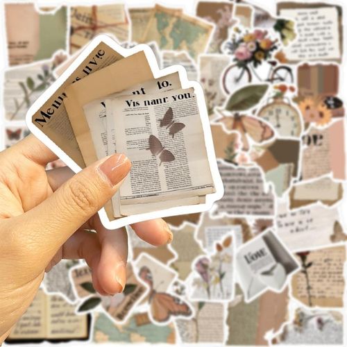 10/30/50pcs Cartoon Vintage Text Fragment Retro Vsco Graffiti Aesthetic Decals Notebook Lap Car Sticker Toy Kid