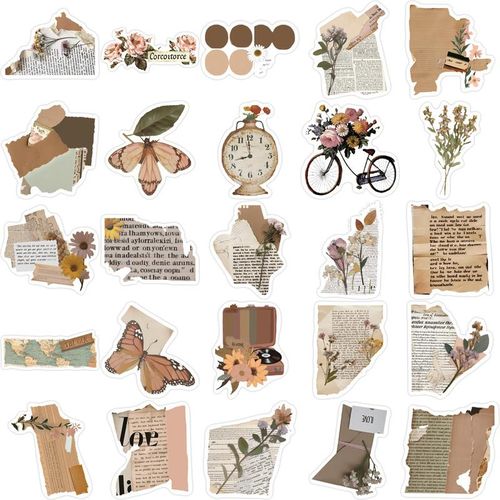10/30/50pcs Cartoon Vintage Text Fragment Retro Vsco Graffiti Aesthetic Decals Notebook Lap Car Sticker Toy Kid